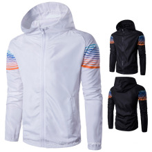 Wholesale Custom Spring and Summer Men Hooded Casual Pure Color Black Whiteplain Sunscreen Clothing Fashion Casual Jacket